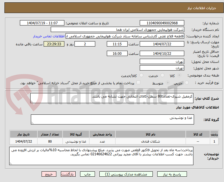 تصویر کوچک آگهی کرمفیل شیری-تعداد:80 سطل-کالای انتخابی جهت تشابه می باشد.