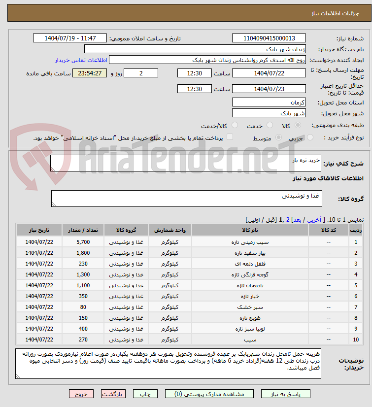 تصویر کوچک آگهی خرید تره بار