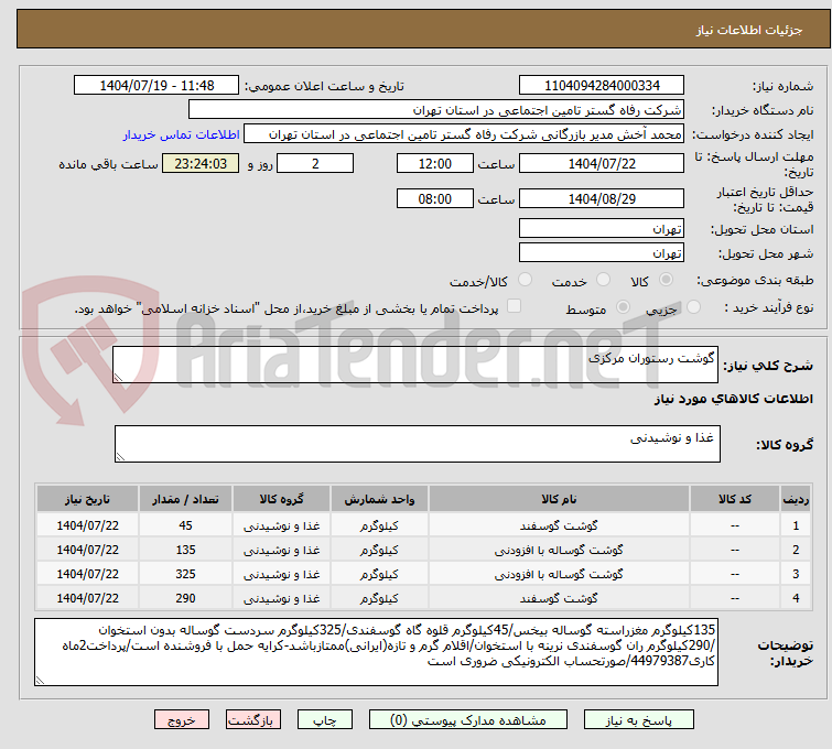 تصویر کوچک آگهی گوشت رستوران مرکزی