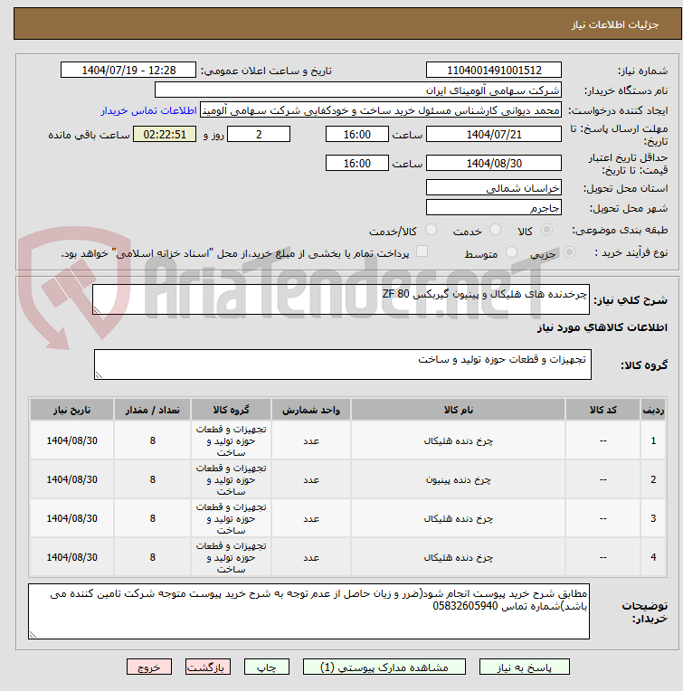 تصویر کوچک آگهی چرخدنده های هلیکال و پینیون گیربکس ZF 80