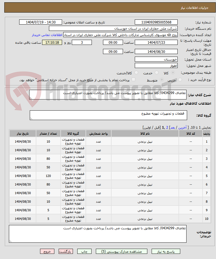 تصویر کوچک آگهی تقاضای 0434299/ کالا مطابق با تصویر پیوست می باشد/ پرداخت بصورت اعتباری است