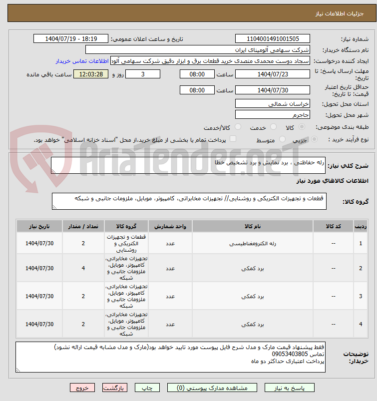 تصویر کوچک آگهی رله حفاظتی ، برد نمایش و برد تشخیص خطا