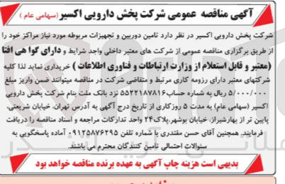 تصویر کوچک آگهی  تامین دوربین و تجهیزات مربوطه 