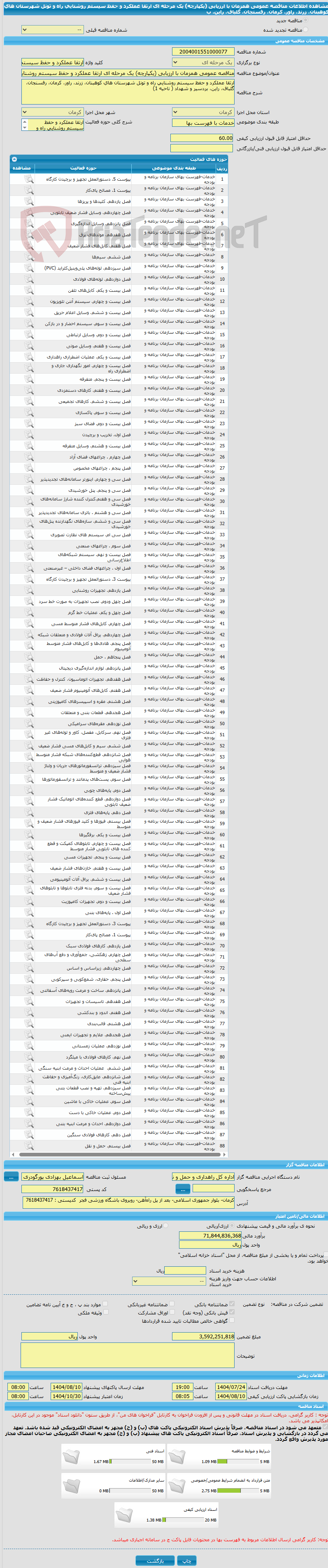 تصویر کوچک آگهی مناقصه عمومی همزمان با ارزیابی (یکپارچه) یک مرحله ای ارتقا عملکرد و حفظ سیستم روشنایی راه و تونل شهرستان های کوهبنان، زرند، راور، کرمان، رفسنجان، گلباف، راین، ب