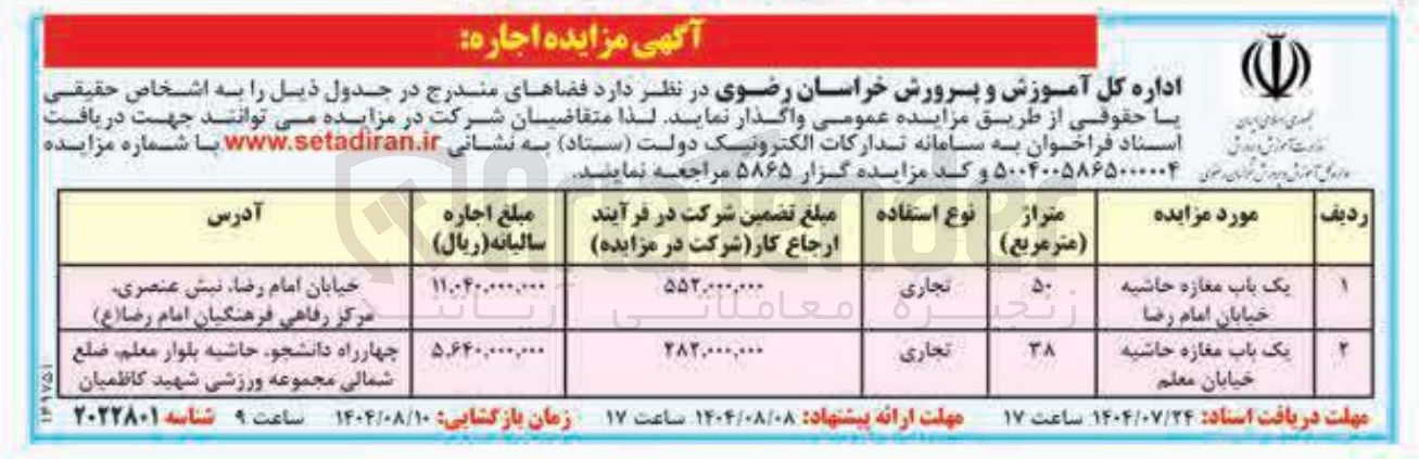 تصویر کوچک آگهی فروش دو باب مغازه ی تجاری