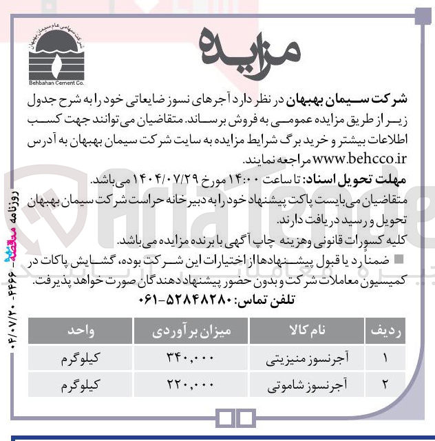 تصویر کوچک آگهی فروش آجرهای نسوز ضایعاتی