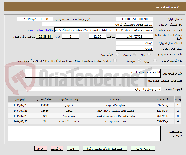 تصویر کوچک آگهی ایاب و ذهاب معدن ابنیل