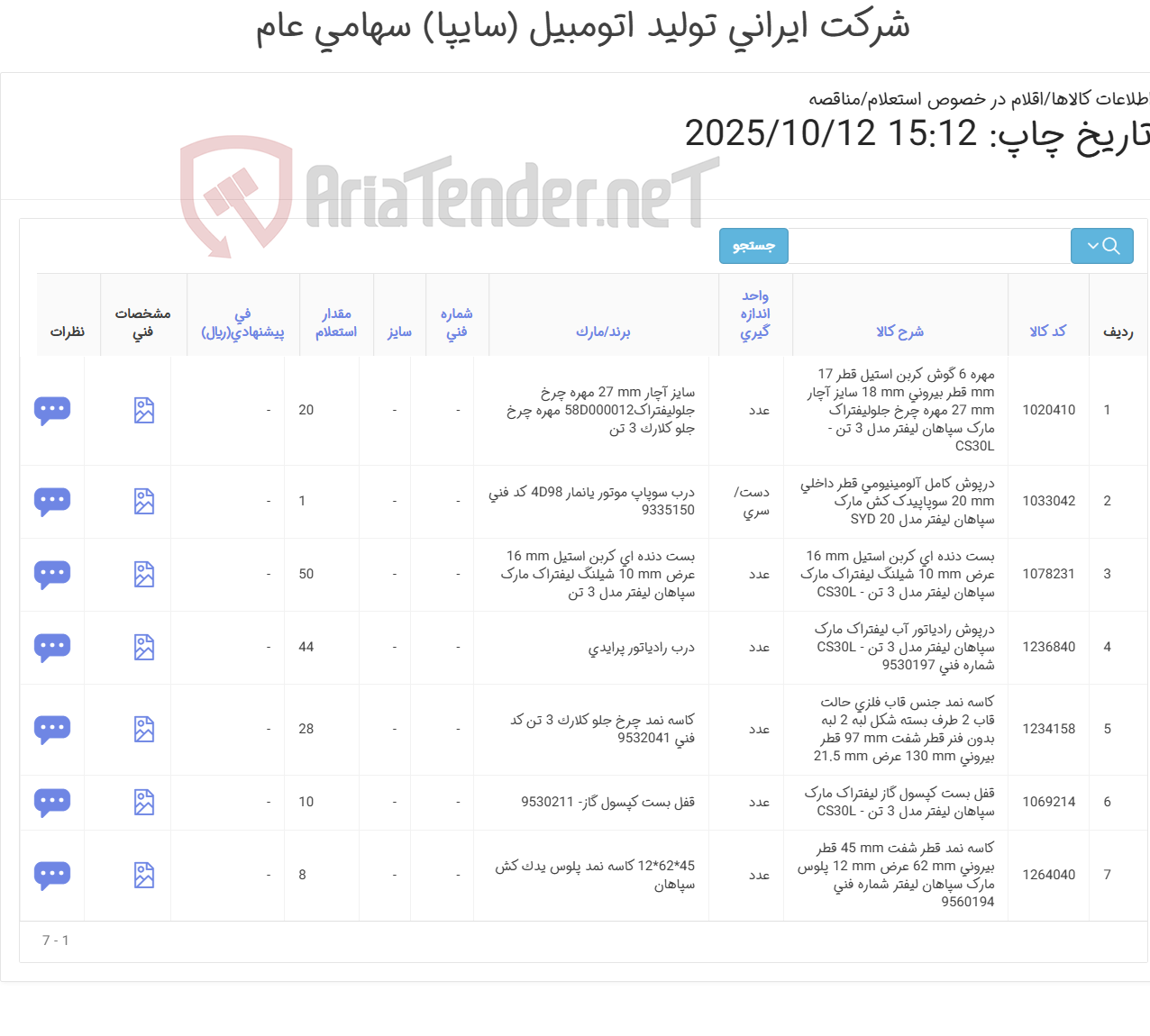 تصویر کوچک آگهی لوازم یدکی لیفتراک سپاهان