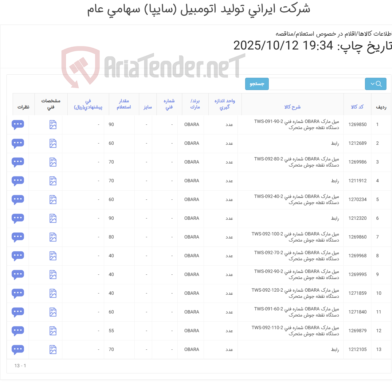 تصویر کوچک آگهی تأمین سیزده ردیف میل و رابط دستگاه نقطه جوش متحرک