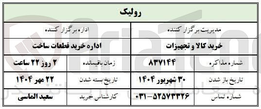 تصویر کوچک آگهی خرید رولیک