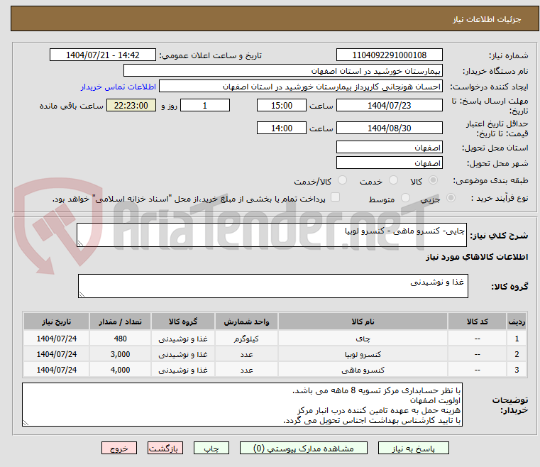 تصویر کوچک آگهی چایی- کنسرو ماهی - کنسرو لوبیا