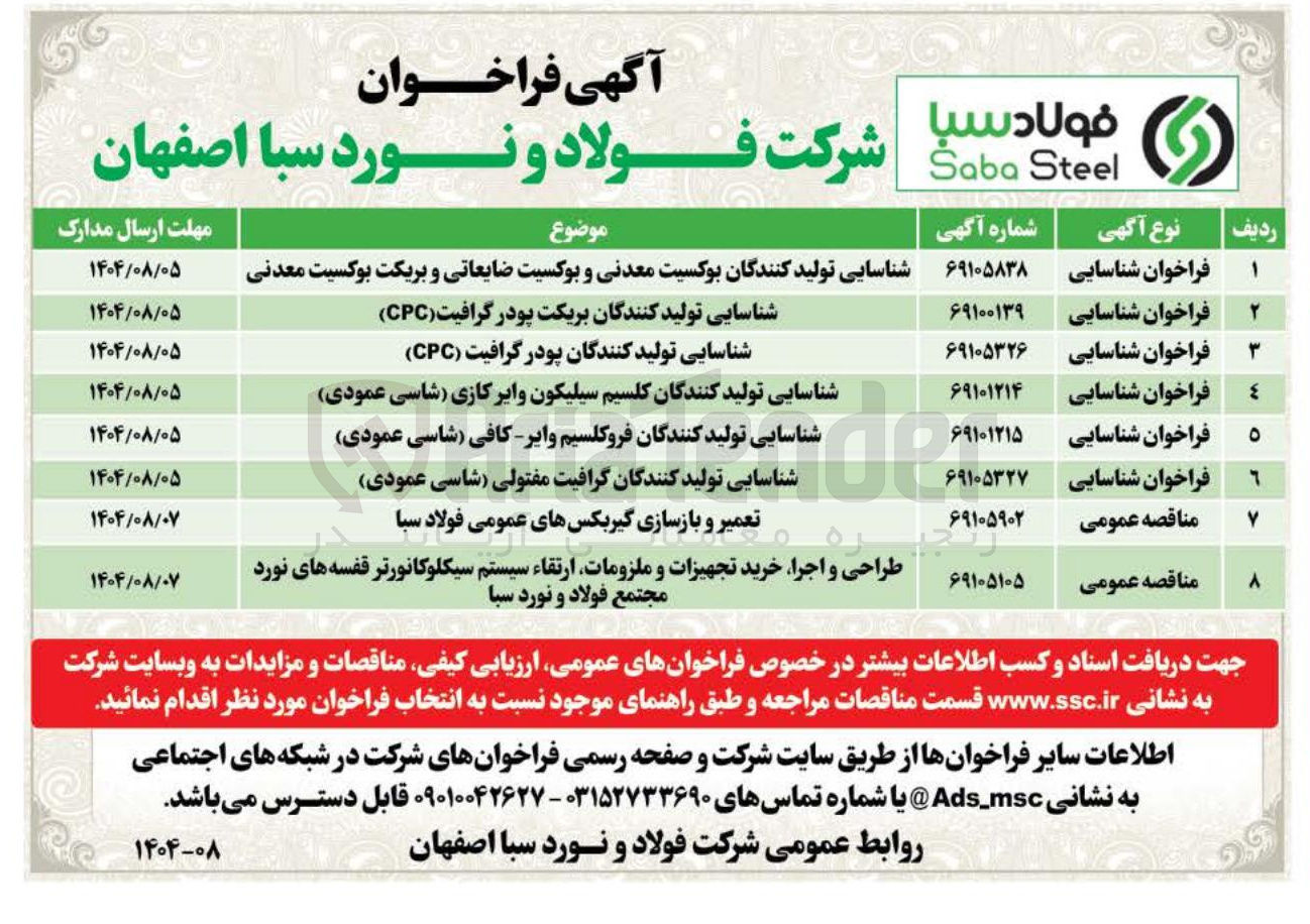 تصویر کوچک آگهی طراحی و اجرا خرید تجهیزات و ملزومات ارتقاء سیستم سیکلوکانورتر قفسه های نورد مجتمع فولاد و نورد سبا 