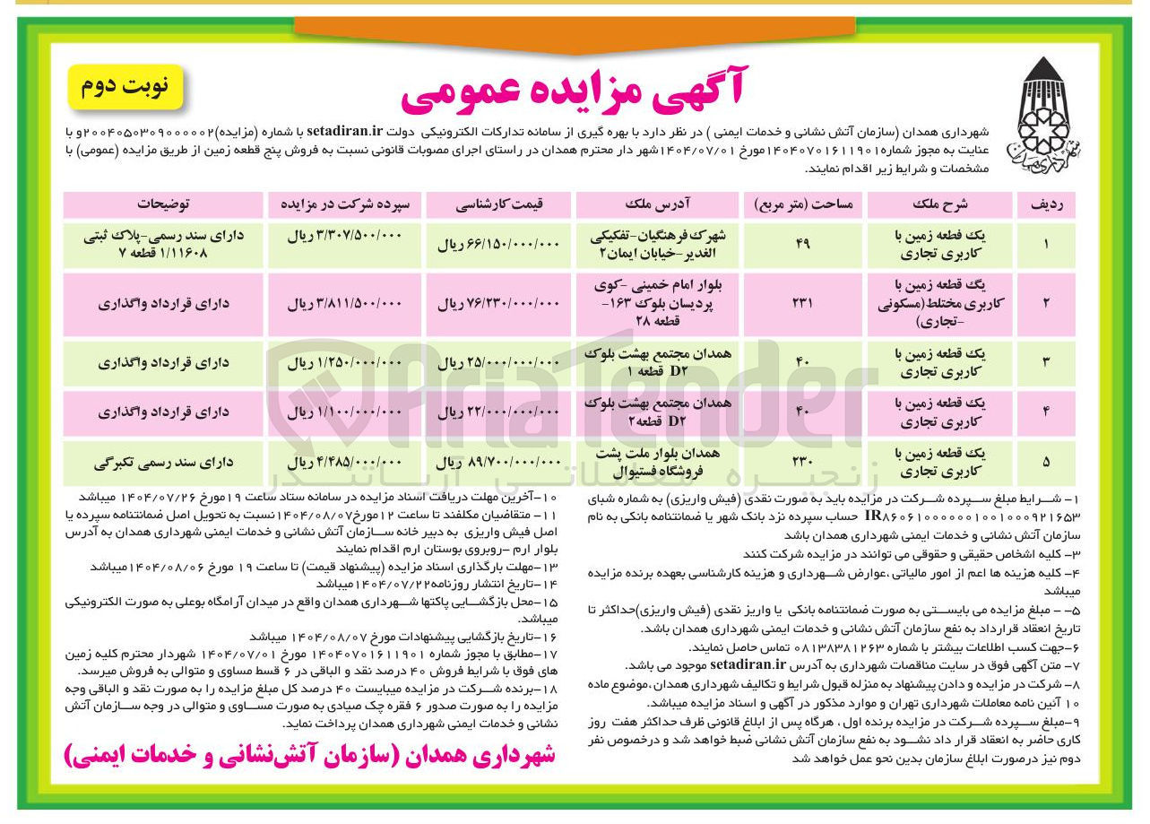 تصویر کوچک آگهی یک قطعه زمین با کاربری تجاری