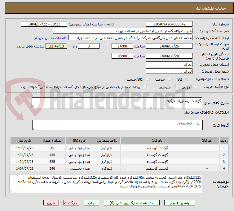 تصویر کوچک آگهی گوشت رستوران مرکزی