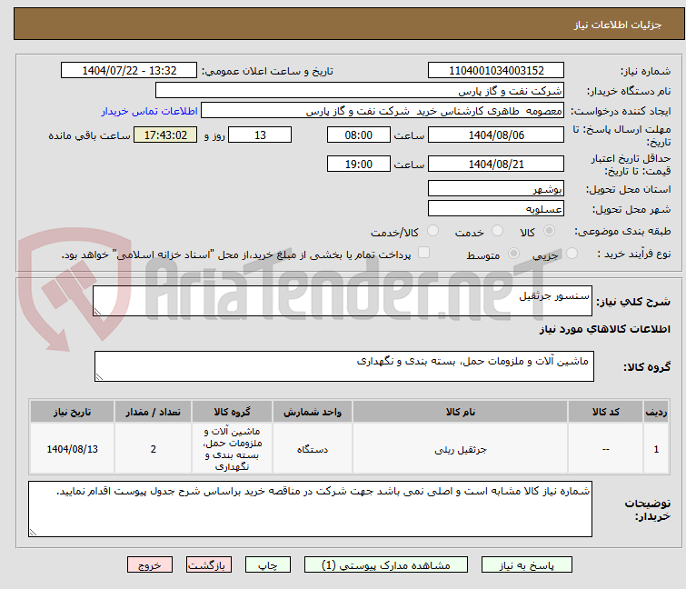 تصویر کوچک آگهی سنسور جرثقیل