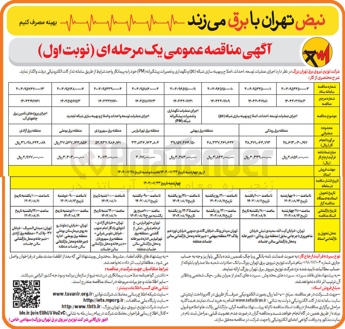 تصویر کوچک آگهی اجرای عملیات نگهداری و تعمیرات پیشگیرانه شبکه ( PM )