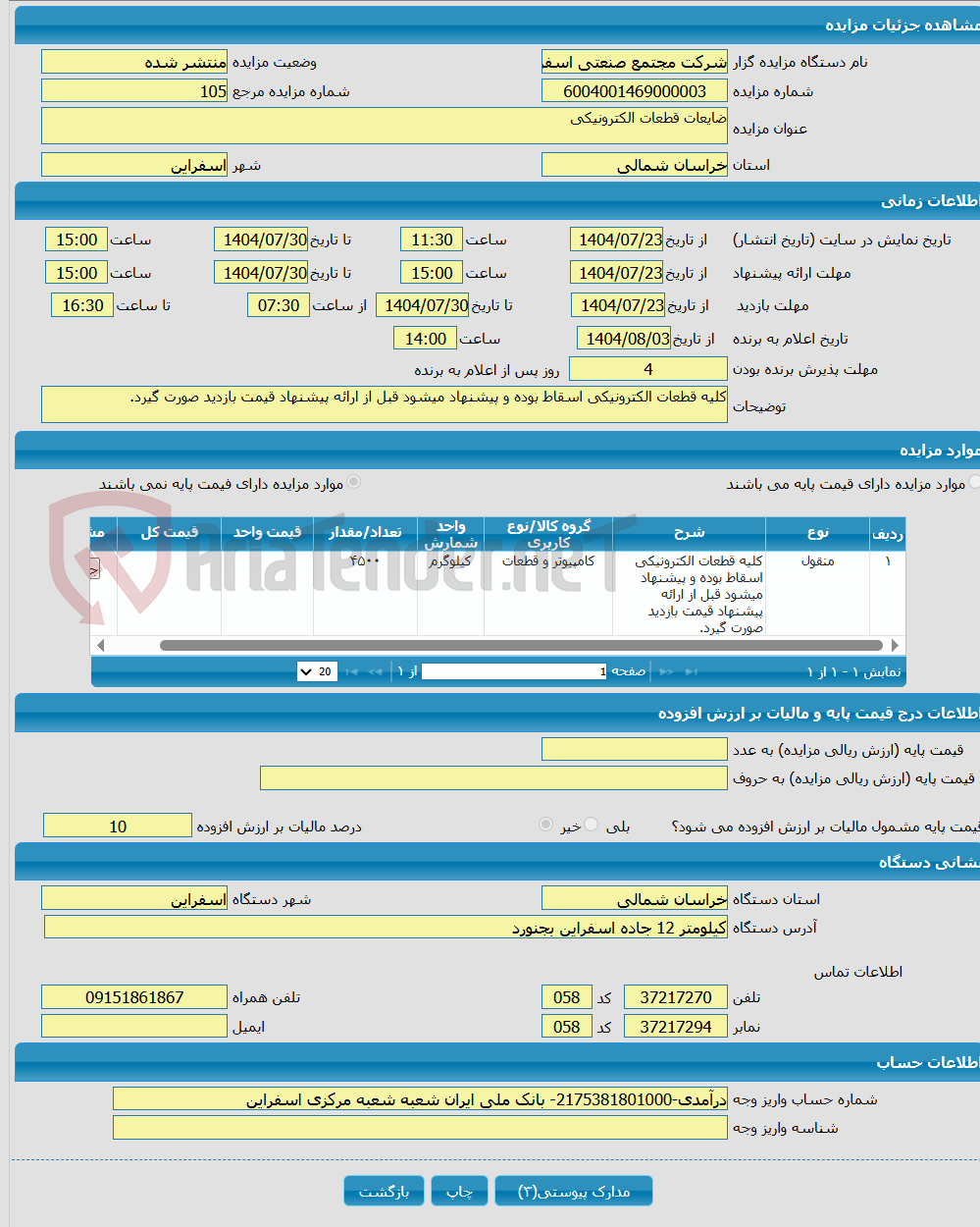 تصویر کوچک آگهی ضایعات قطعات الکترونیکی
