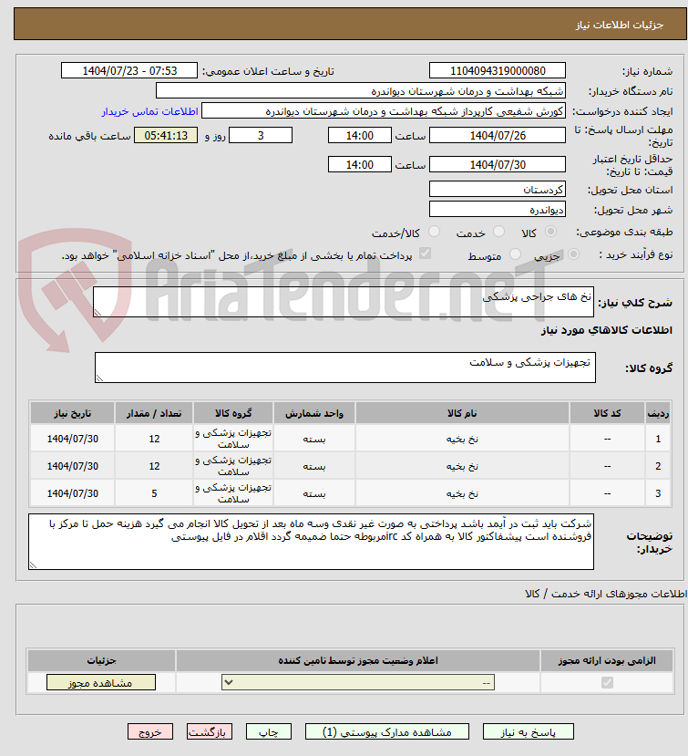 تصویر کوچک آگهی نخ های جراحی پزشکی