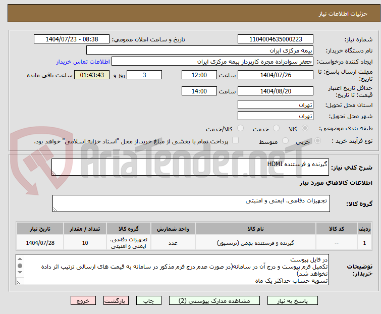تصویر کوچک آگهی گیرنده و فرستنده HDMI