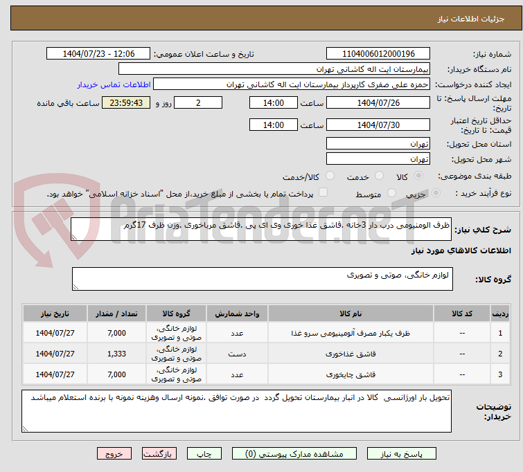 تصویر کوچک آگهی ظرف الومنیومی درب دار 3خانه .قاشق غذا خوری وی ای پی .قاشق مرباخوری .وزن ظرف 17گرم