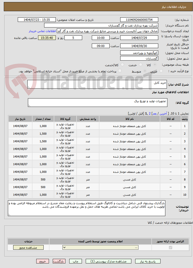 تصویر کوچک آگهی خرید کابل