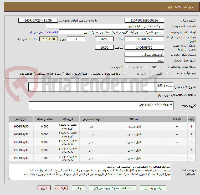 تصویر کوچک آگهی سیم و کابل