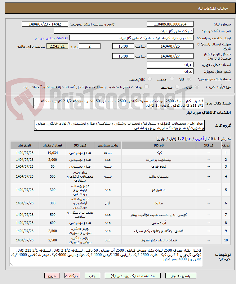 تصویر کوچک آگهی قاشق یکبار مصرف 2500 لیوان یکبار مصرف گیاهی 2500 آب معدنی 50 باکس نسکافه 1/2 2 کارتن نسکافه 3/1 211 کارتن کوکی گردویی 1 کارتن