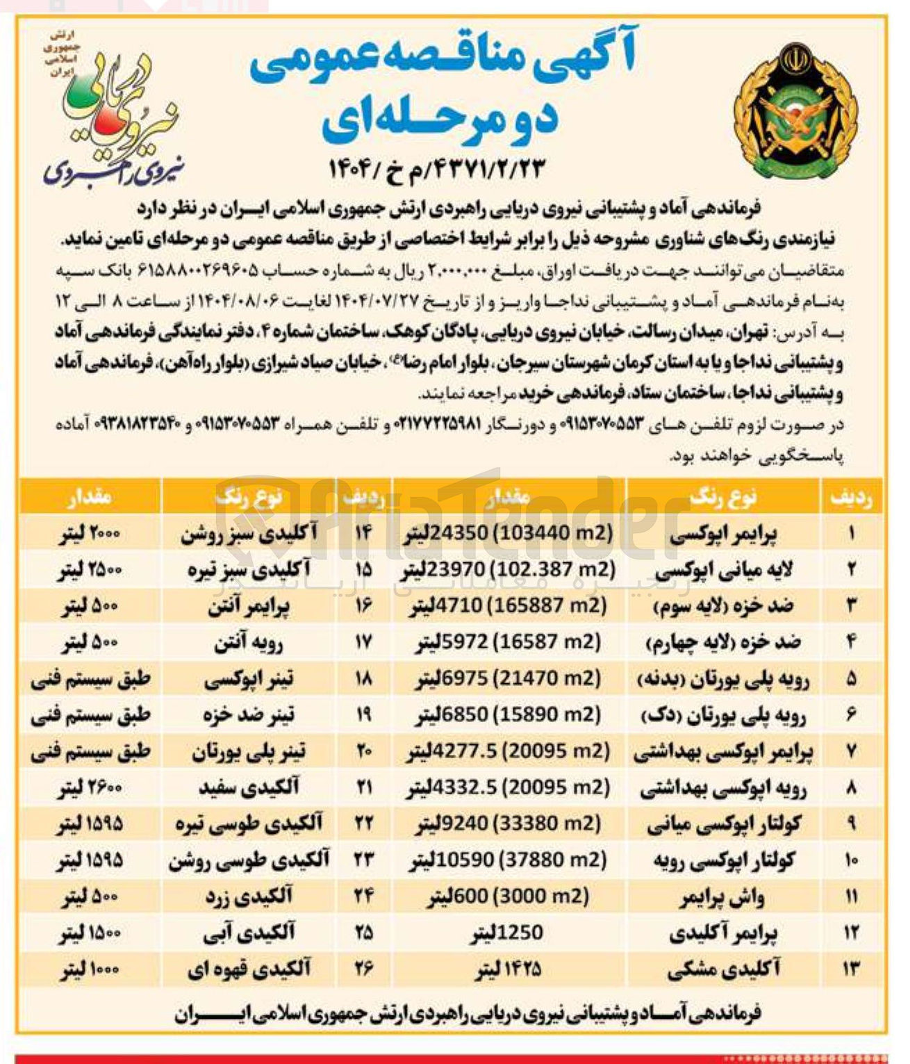 تصویر کوچک آگهی خرید نیازمندی رنگهای شناوری