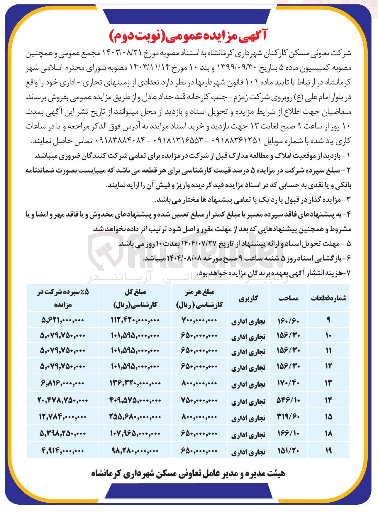تصویر کوچک آگهی فروش تعدادی از زمین های تجاری و اداری 