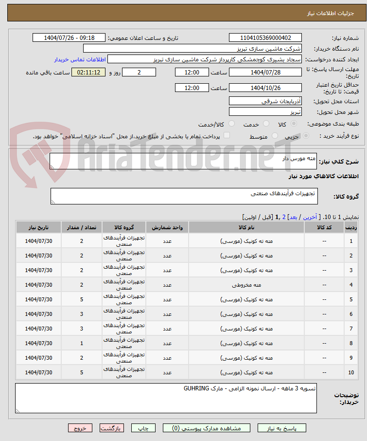 تصویر کوچک آگهی مته مورس دار