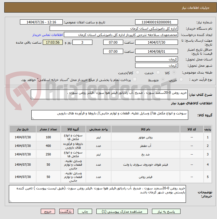 تصویر کوچک آگهی خرید روغن 0-20سمند سورن ، ضدیخ ،آب رادیاتور،فیلتر هوا سورن ،فیلتر روغن سورن ،