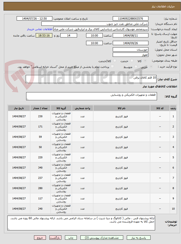 تصویر کوچک آگهی 10 قلم کالای برقی