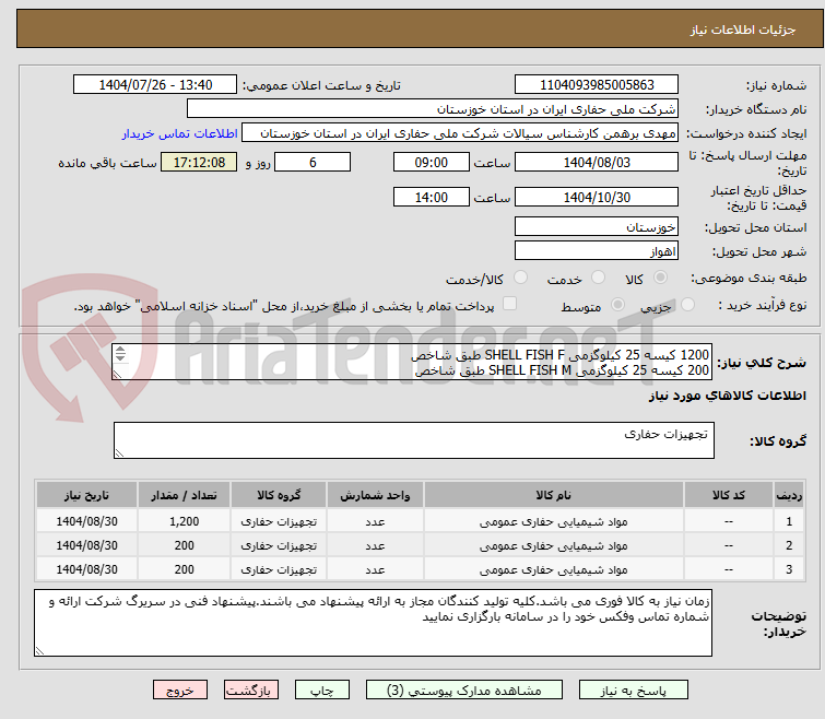 تصویر کوچک آگهی 1200 کیسه 25 کیلوگزمی SHELL FISH F طبق شاخص
200 کیسه 25 کیلوگزمی SHELL FISH M طبق شاخص
200 کیسه 25 کیلوگزمی SHELL FISH C طبق شاخص