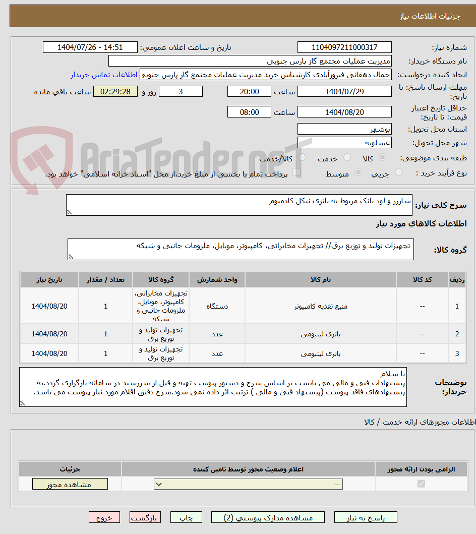 تصویر کوچک آگهی شارژر و لود بانک مربوط به باتری نیکل کادمیوم