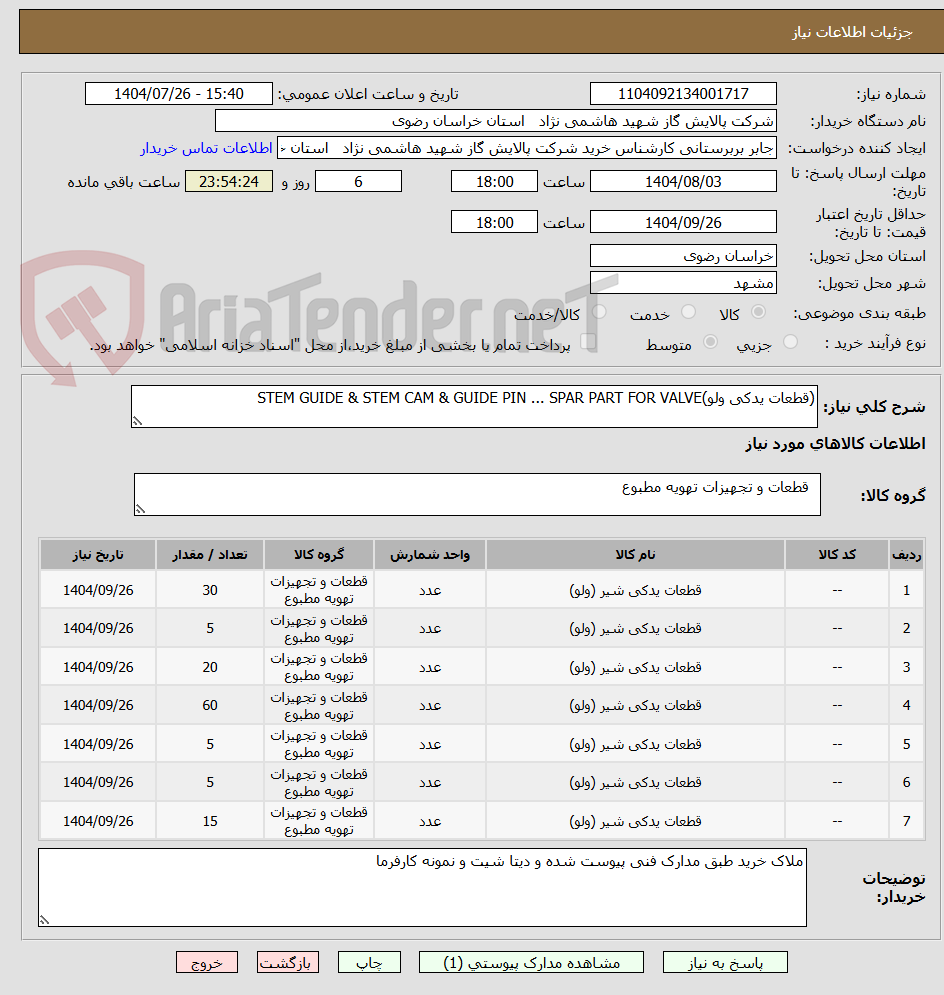 تصویر کوچک آگهی (قطعات یدکی ولو)STEM GUIDE & STEM CAM & GUIDE PIN ... SPAR PART FOR VALVE
