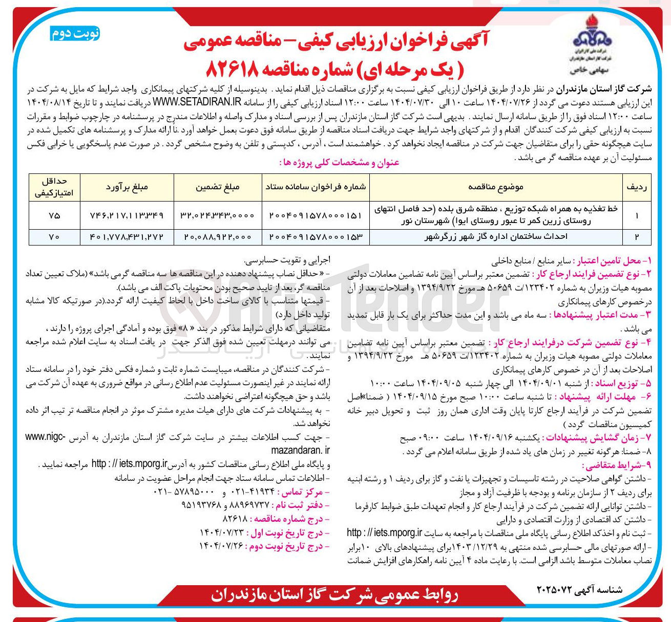 تصویر کوچک آگهی خط تغذیه به همراه شبکه توزیع ،