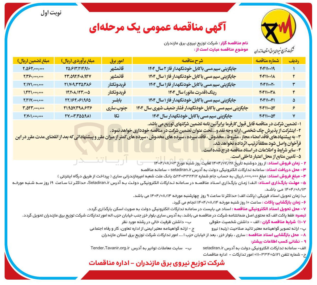 تصویر کوچک آگهی جایگزینی سیم مسی با کابل خودنگهدار سال ۱۴۰۴