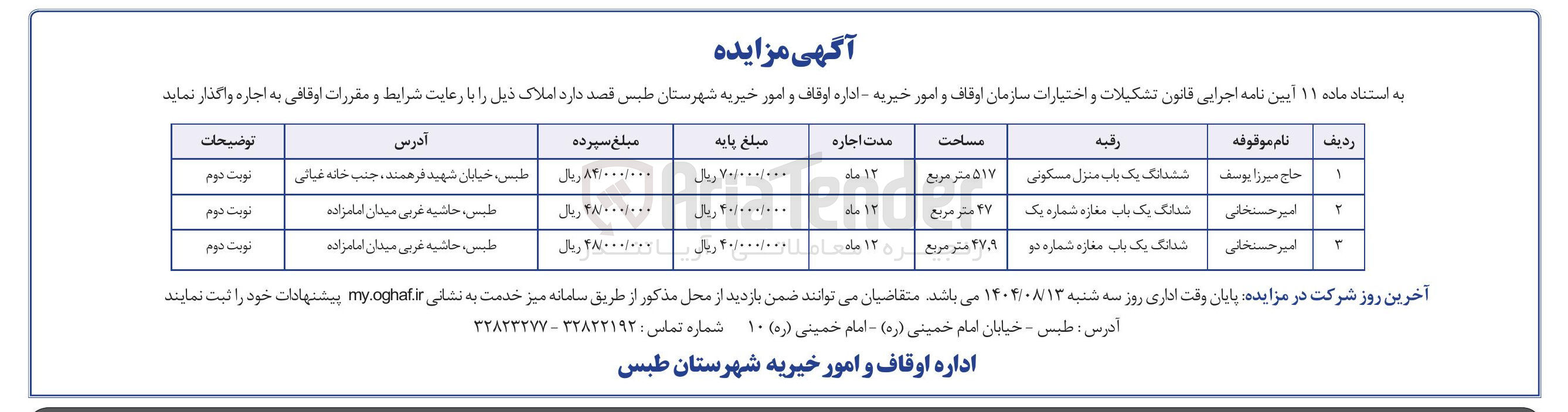 تصویر کوچک آگهی اجاره ی 3 قطعه زمین مسکونی ومغازه