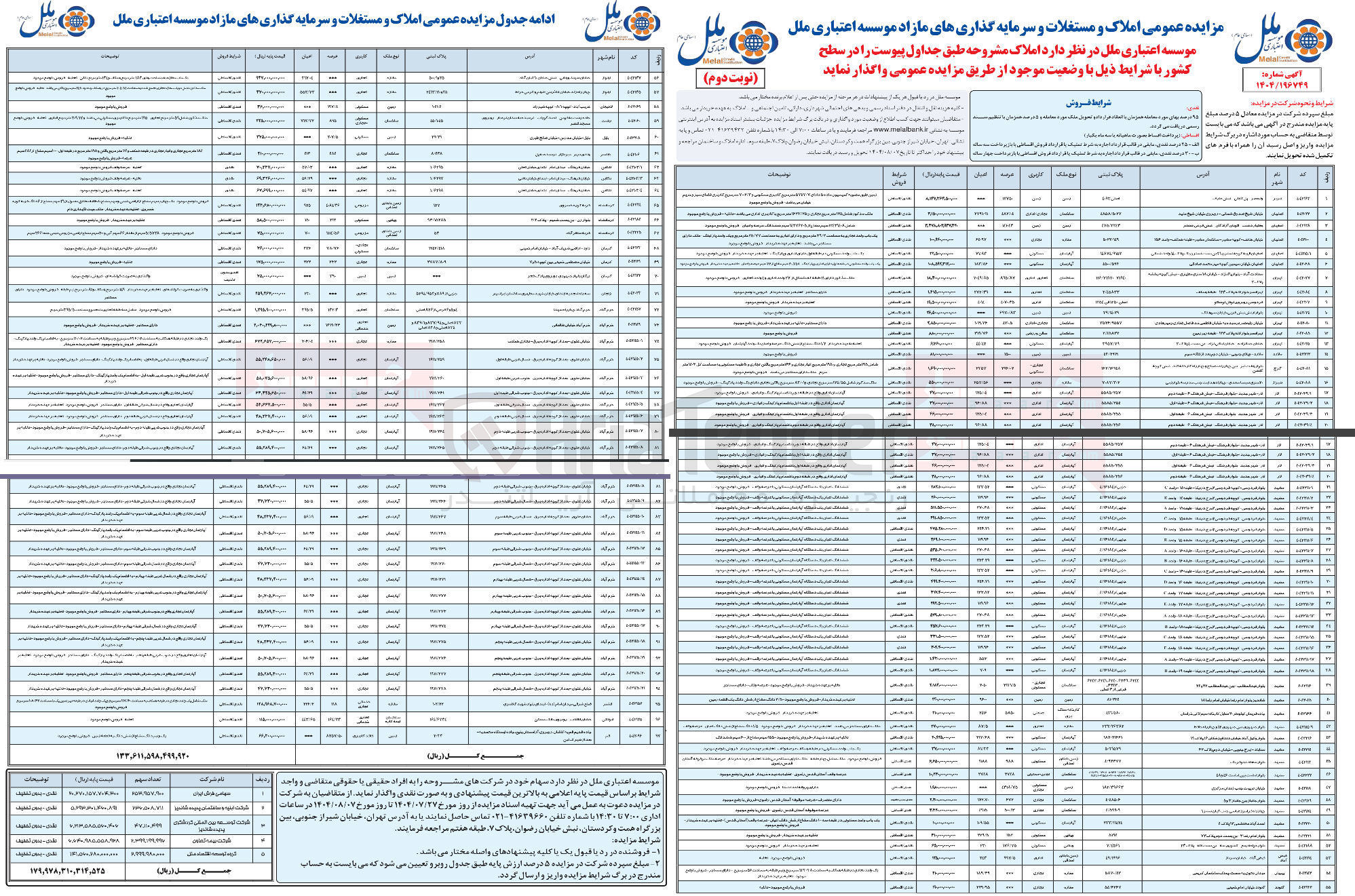 تصویر کوچک آگهی فروش املاک در 97 ردیف با کاربری مسکونی - تجاری - اداری و...