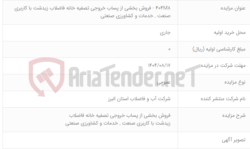 تصویر کوچک آگهی 404M8 - فروش بخشی از پساب خروجی تصفیه خانه فاضلاب زیدشت با کاربری صنعت , خدمات و کشاورزی صنعتی