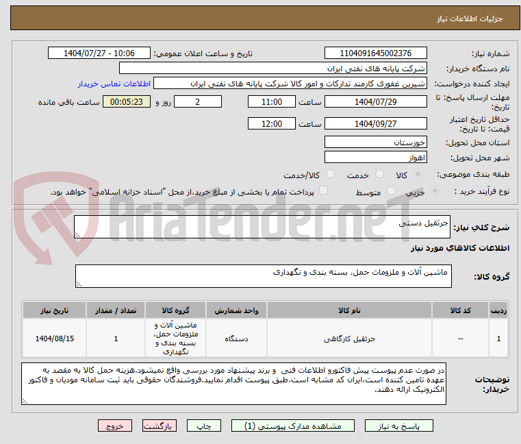 تصویر کوچک آگهی جرثقیل دستی
