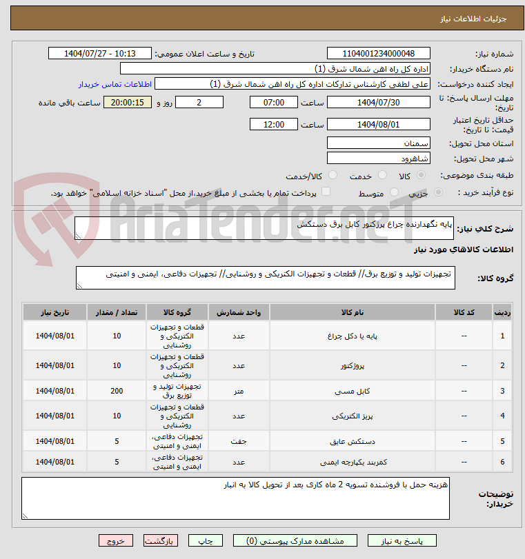 تصویر کوچک آگهی پایه نگهدارنده چراغ پرژکتور کابل برق دستکش