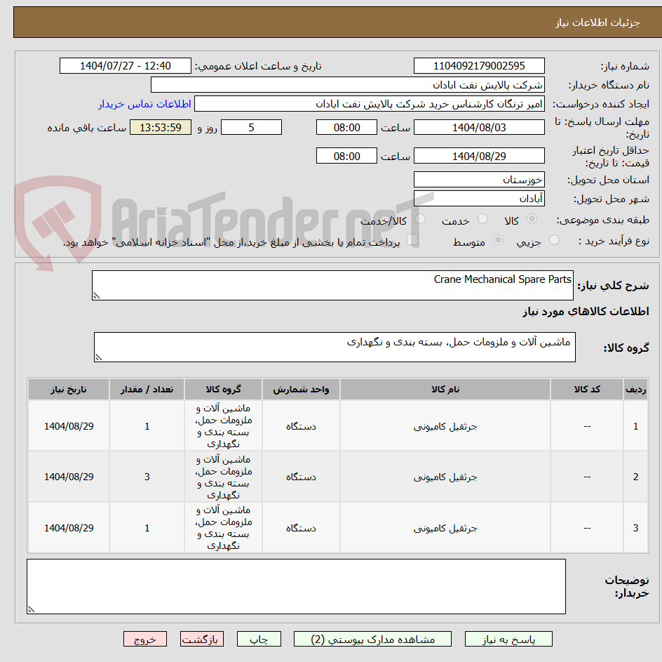 تصویر کوچک آگهی Crane Mechanical Spare Parts
