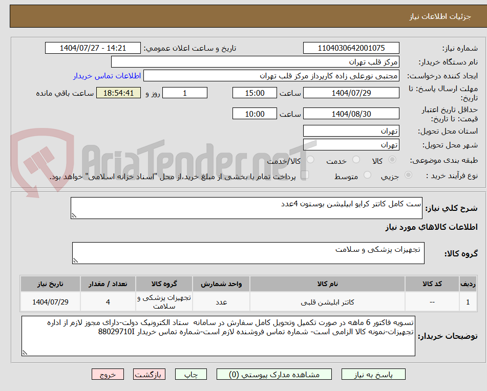 تصویر کوچک آگهی ست کامل کاتتر کرایو ابیلیشن بوستون 4عدد
