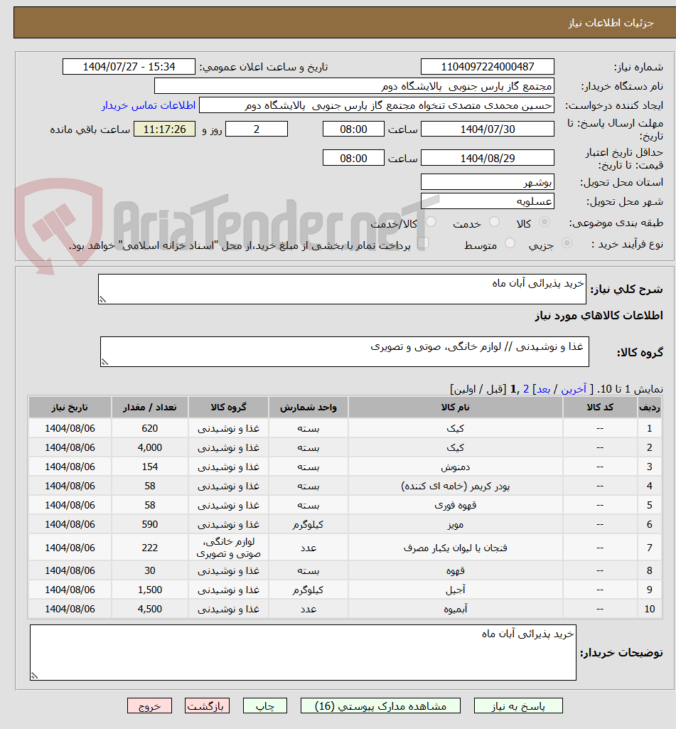 تصویر کوچک آگهی خرید پذیرائی آبان ماه