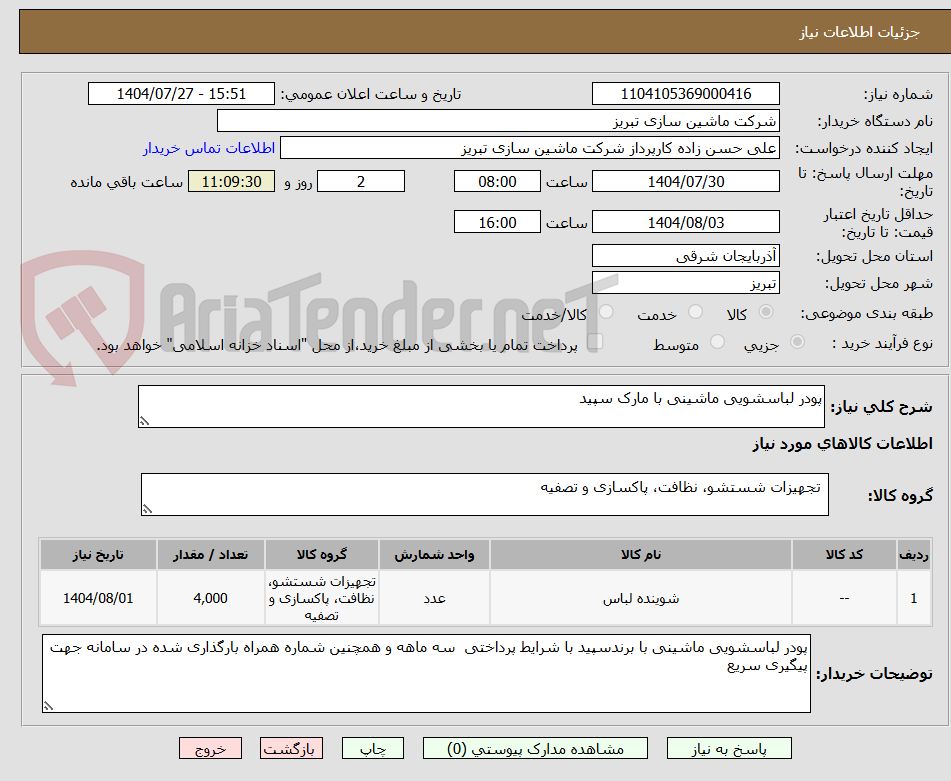 تصویر کوچک آگهی پودر لباسشویی ماشینی با مارک سپید 