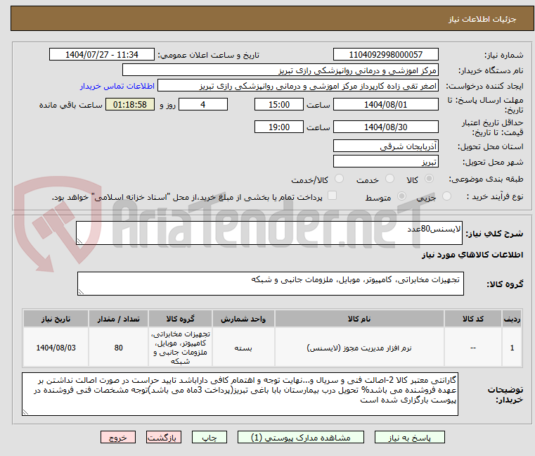 تصویر کوچک آگهی لایسنس80عدد