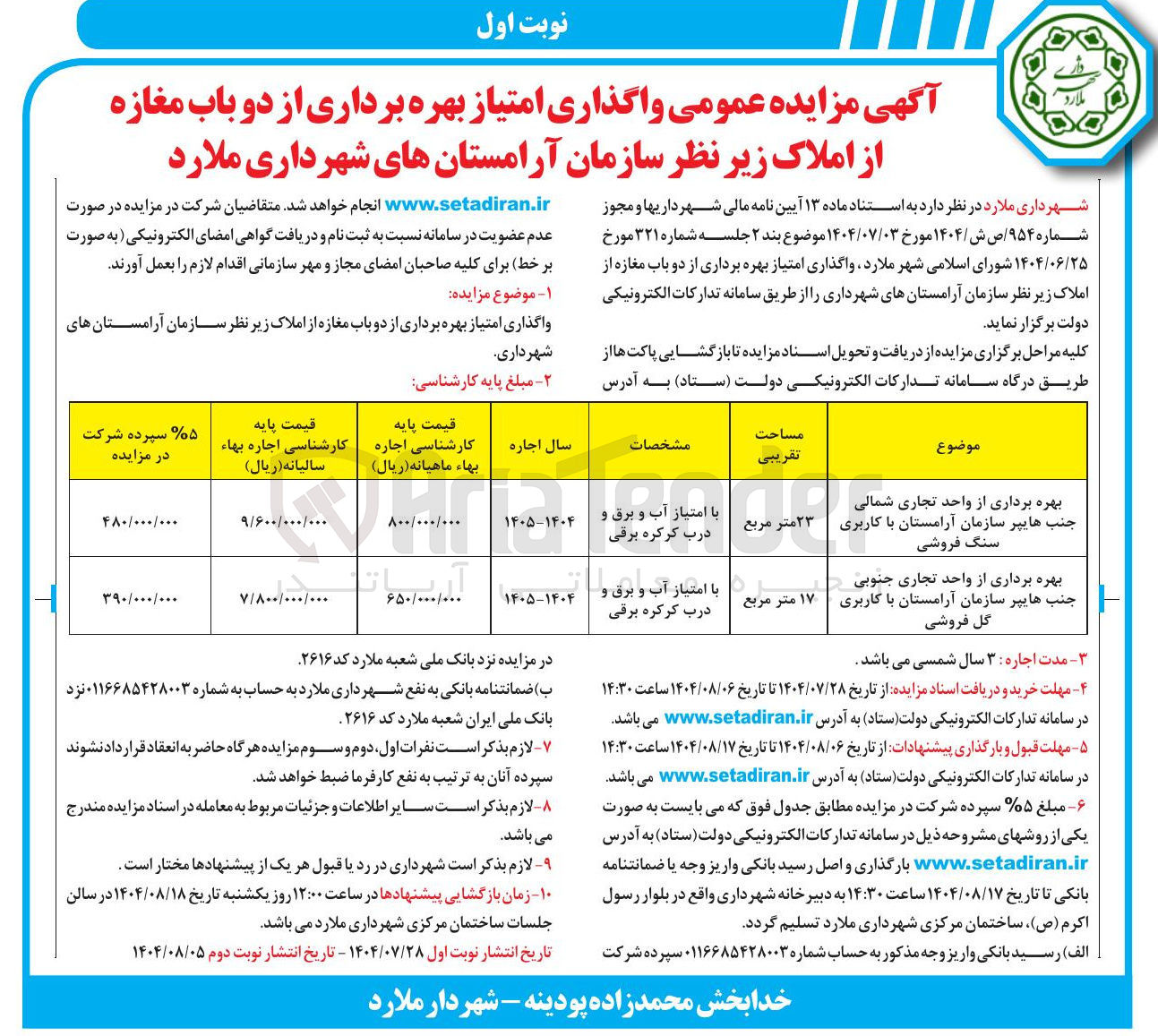 تصویر کوچک آگهی بهره برداری از واحد تجاری
