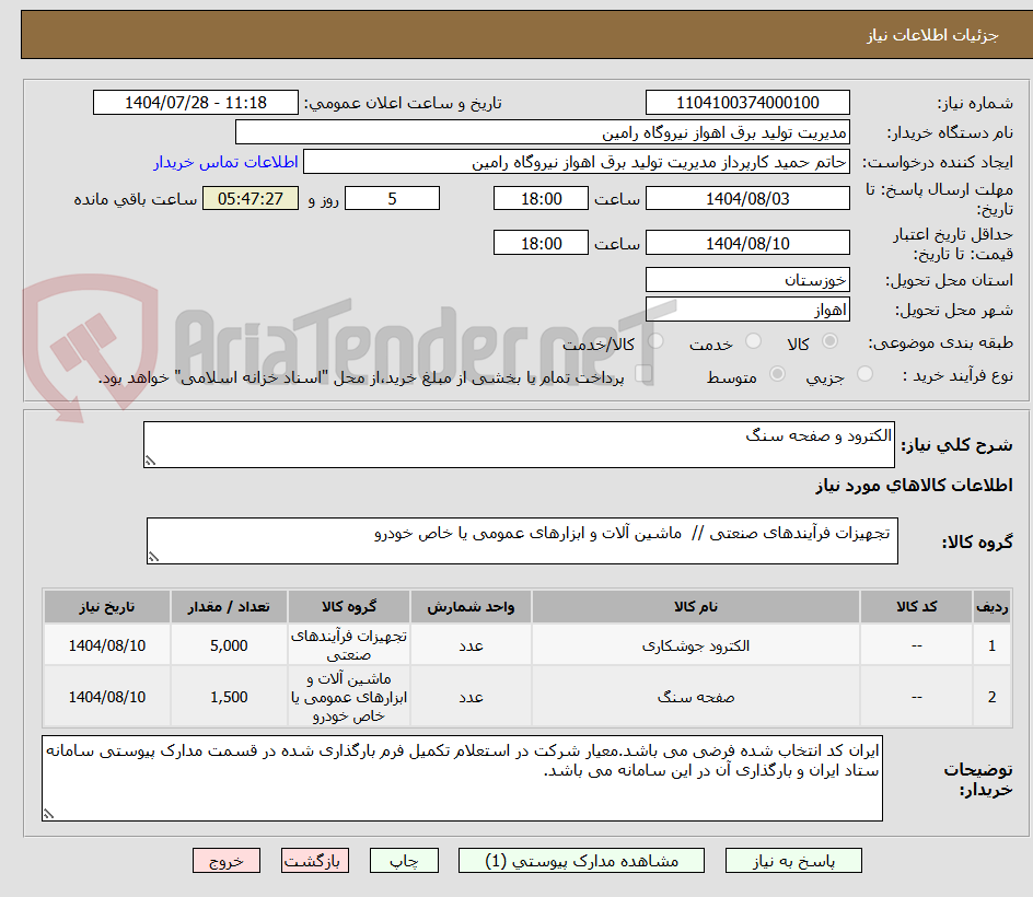 تصویر کوچک آگهی الکترود و صفحه سنگ