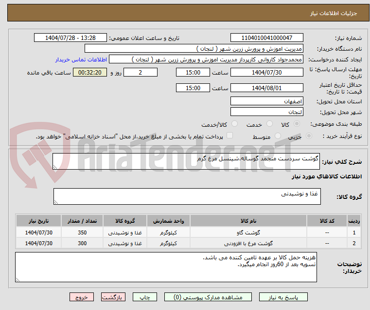 تصویر کوچک آگهی گوشت سردست منجمد گوساله.شینسل مرغ گرم